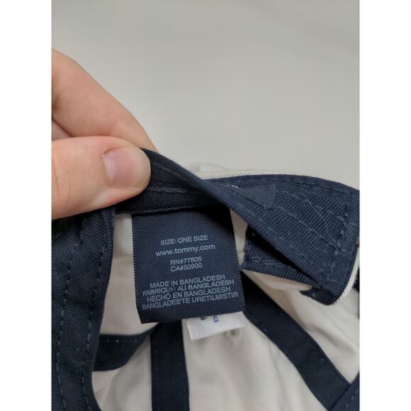 Tommy Hilfiger Slideback Hat White & Blue Embroidered Spell Out Logo One Size - Picture 10 of 10